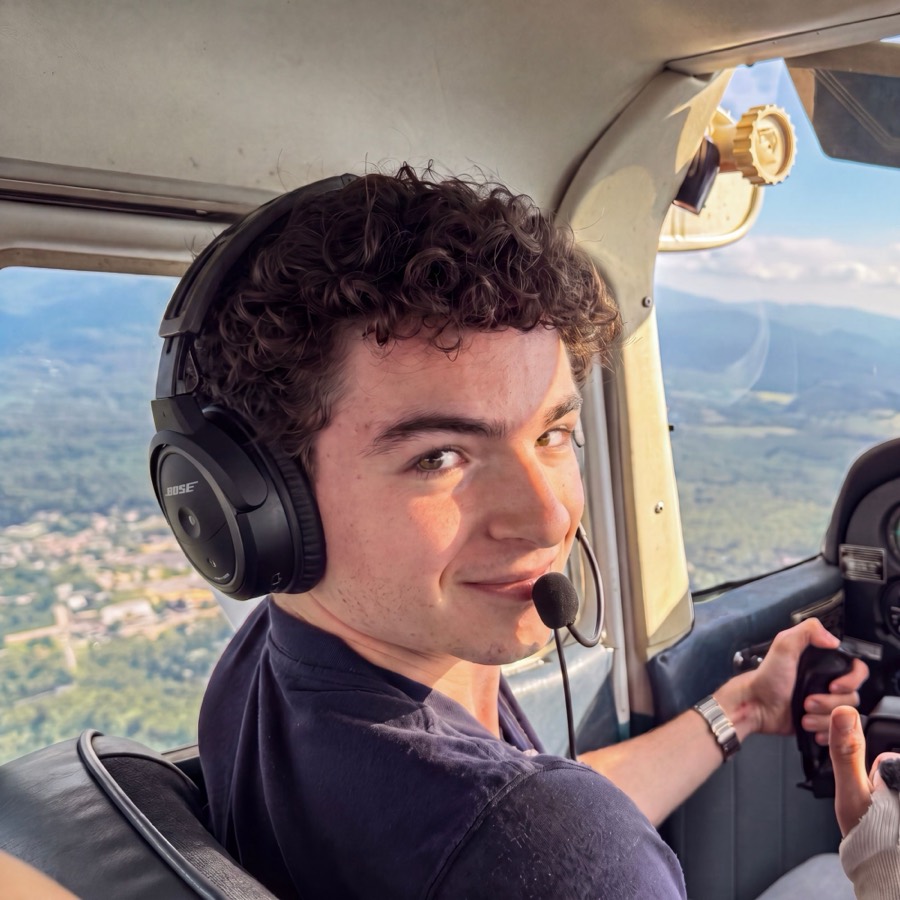 Zak Zaloom, founder, at the controls of a light aircraft